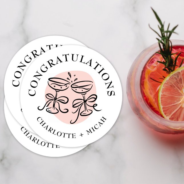 Dessous-de-verre Rond En Papier Doodle de Félicitations (Créateur téléchargé)