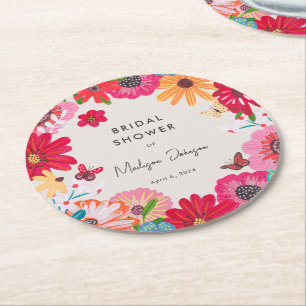 Dessous-de-verre Rond En Papier Douce Mariée Fleurie Colorée