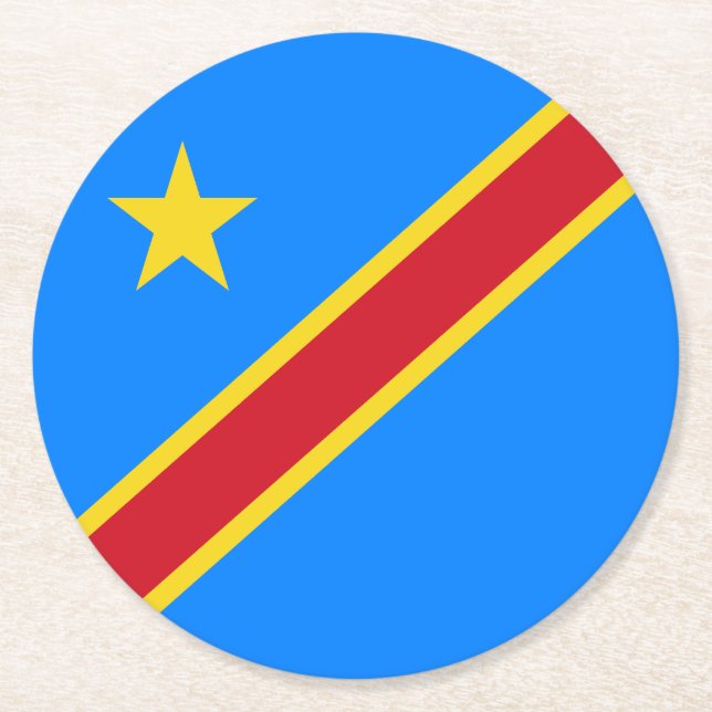 Dessous-de-verre Rond En Papier Drapeau Congo Kinshasa (Devant)