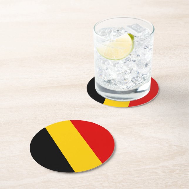 Dessous-de-verre Rond En Papier Drapeau de Belgique (En situation)