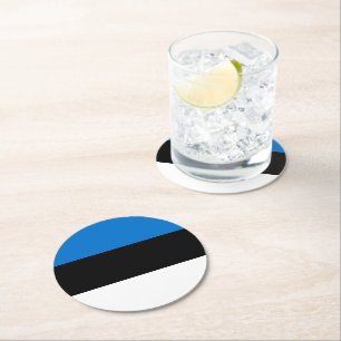 Dessous-de-verre Rond En Papier Drapeau de l'Estonie