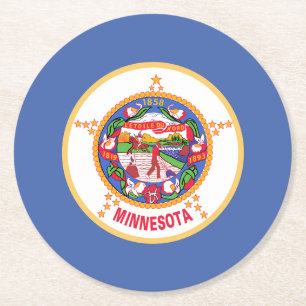 Dessous-de-verre Rond En Papier Drapeau de l'État du Minnesota