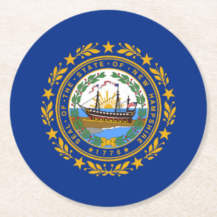 Dessous-de-verre Rond En Papier Drapeau de l'État du New Hampshire