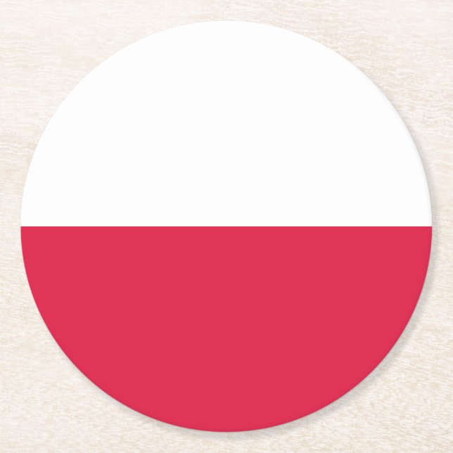 Dessous-de-verre Rond En Papier Drapeau de Pologne (Devant)