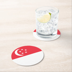 Dessous-de-verre Rond En Papier Drapeau de Singapour