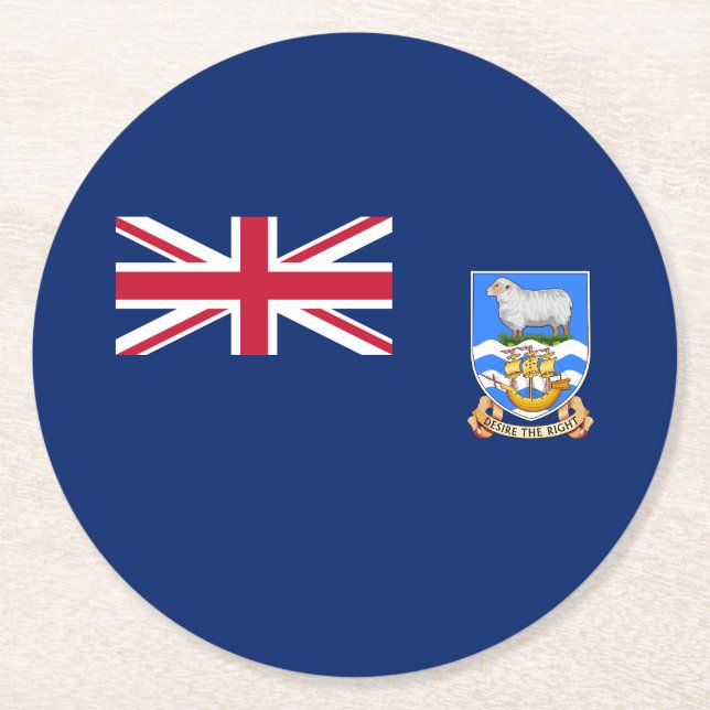 Dessous-de-verre Rond En Papier Drapeau des îles Falkland (Devant)