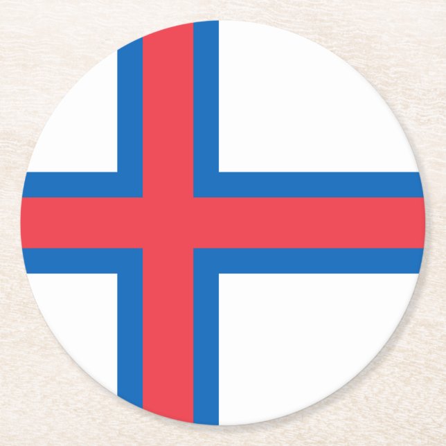 Dessous-de-verre Rond En Papier Drapeau des îles Féroé (Devant)