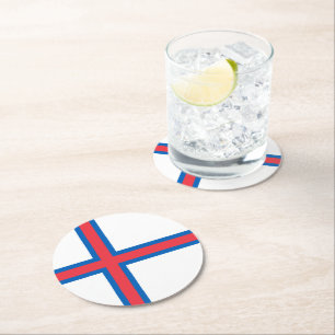 Dessous-de-verre Rond En Papier Drapeau des îles Féroé
