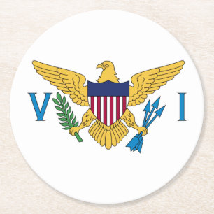 Dessous-de-verre Rond En Papier Drapeau des îles Vierges américaines patriotiques