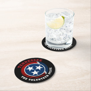 DESSOUS-DE-VERRE ROND EN PAPIER DRAPEAU D'ÉTAT DE VOLONTAIRE TENNESSEE