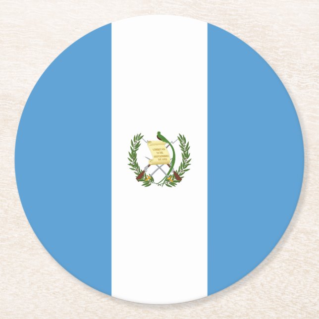 Dessous-de-verre Rond En Papier Drapeau du Guatemala (Devant)