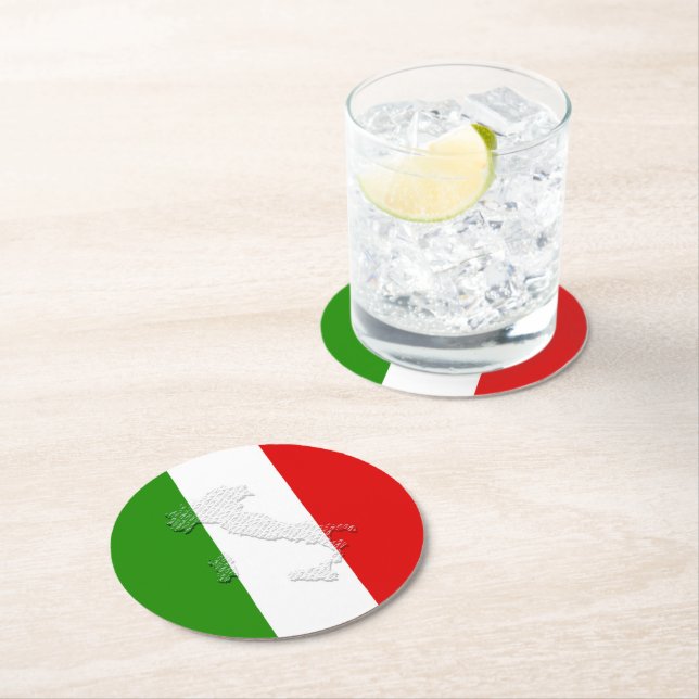 Dessous-de-verre Rond En Papier Drapeau italien (En situation)