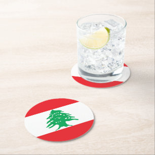 Dessous-de-verre Rond En Papier Drapeau libanais