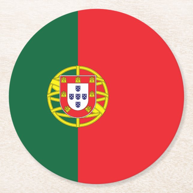 Dessous-de-verre Rond En Papier Drapeau Portugal (Devant)