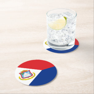 Dessous-de-verre Rond En Papier Drapeau Sint Maarten
