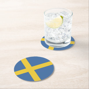 Dessous-de-verre Rond En Papier Drapeau suédois