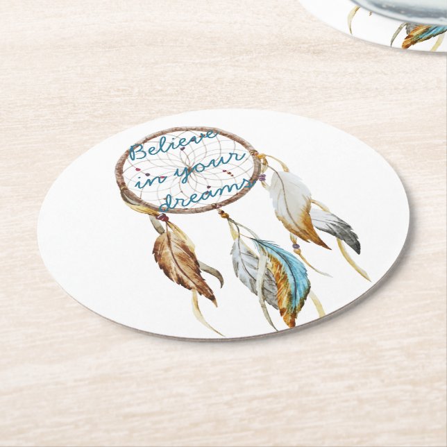 Dessous-de-verre Rond En Papier Dream Catcher (Incliné)
