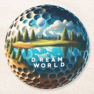 Dessous-de-verre Rond En Papier Dream World Golf Course avec vue Pittoresque