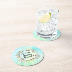 Dessous-de-verre Rond En Papier Dreamy Pastels Lotus Flower Personnalisé Anniversa