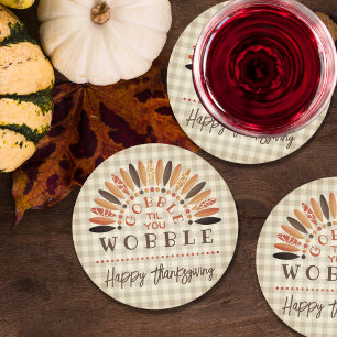 Dessous-de-verre Rond En Papier Drôle Bon thanksgiving Gobble Jusqu'à ce que vous 