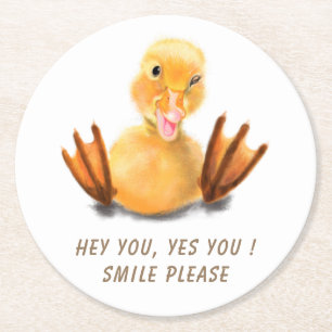 Dessous-de-verre Rond En Papier Drôle Dessous de verre papier canard sourire - tex