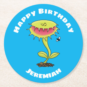 Dessous-de-verre Rond En Papier Drôle Vénus piège à mouches dessin plante