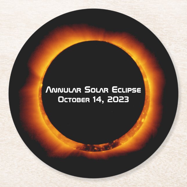 Dessous-de-verre Rond En Papier Éclipse solaire annuelle 2023 (Devant)