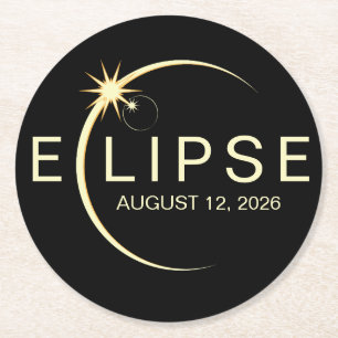 Dessous-de-verre Rond En Papier Éclipse solaire, événement d'astronomie 2026