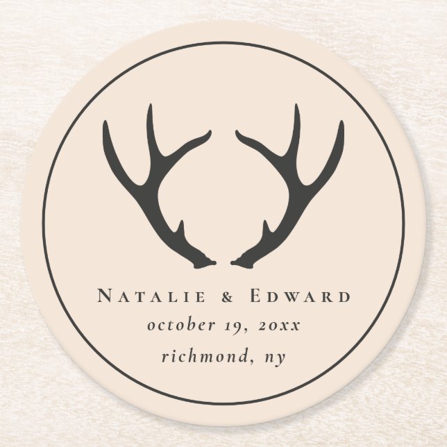 Dessous-de-verre Rond En Papier Économies rustiques d'andouiller la date (Devant)