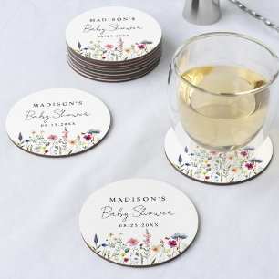 Dessous-de-verre Rond En Papier Élégant Baby shower Fleur sauvage Meadow