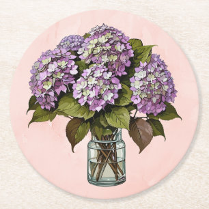Dessous-de-verre Rond En Papier Élégant Dessous de verre de papier à fleurs d'Hydr