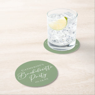 Dessous-de-verre Rond En Papier Élégant Enterrement de Vie de Jeune Fille Vert Sau