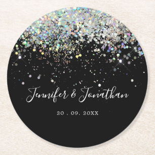 Dessous-de-verre Rond En Papier Élégant Holographique Parties scintillant brillant