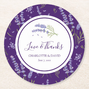 Dessous-de-verre Rond En Papier Élégant Lavande violette moderne Mariage floral
