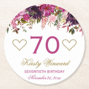 Dessous-de-verre Rond En Papier Elégante aquarelle rose Fleurs de printemps Annive