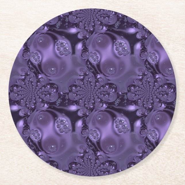 Dessous-de-verre Rond En Papier Élégante étincelle Royale Purple Liquide (Devant)