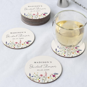 Dessous-de-verre Rond En Papier Élégante Fête de Mariage Champêtre Crème