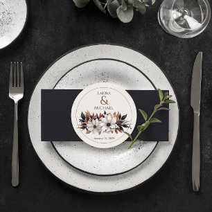 Dessous-de-verre Rond En Papier Elégante rouille florale noire