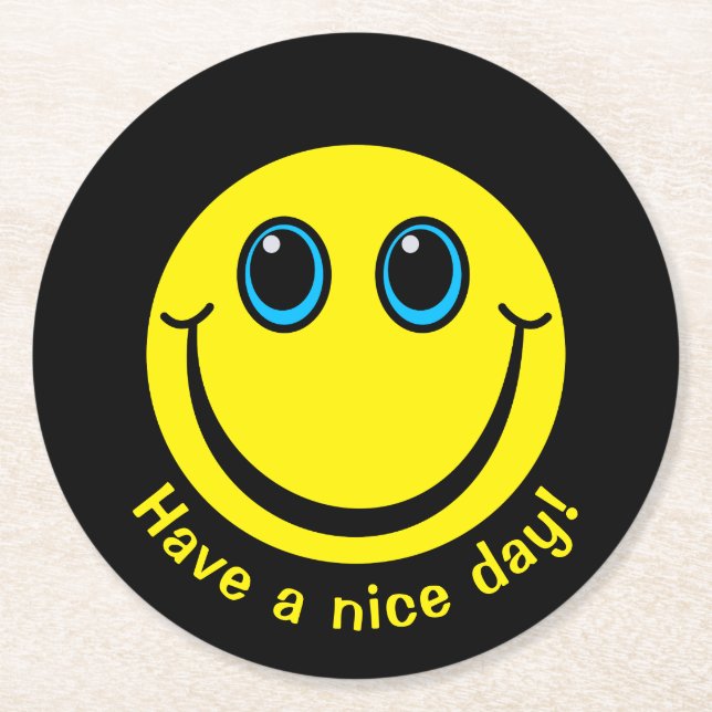 Dessous-de-verre Rond En Papier Emoji font face ont un beau jour (Devant)