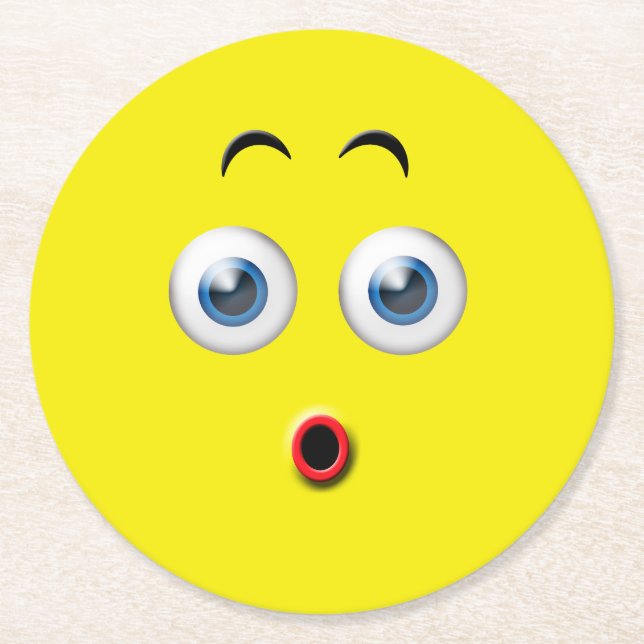 Dessous-de-verre Rond En Papier Emoji surpris (Devant)