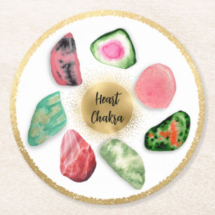 Dessous-de-verre Rond En Papier *~* Emoto Water Heart Chakra AP64 Dessous de verre