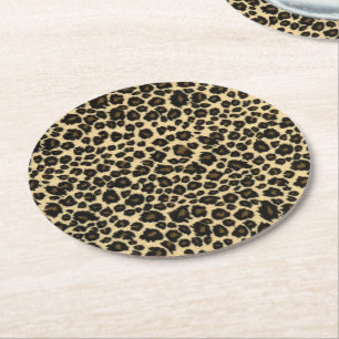 Dessous-de-verre Rond En Papier empreinte de léopard