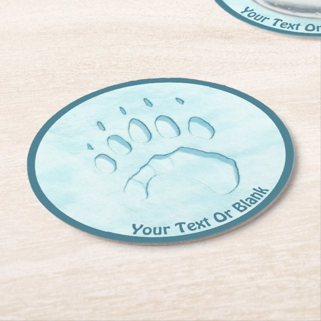 Dessous-de-verre Rond En Papier Empreinte de patte d'ours polaire (Incliné)