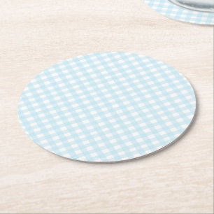 Dessous-de-verre Rond En Papier En vichy bleu