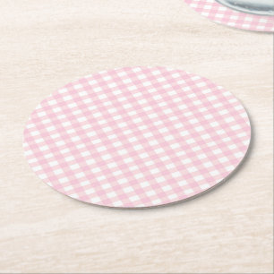 Dessous-de-verre Rond En Papier En vichy rose