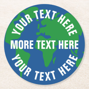 Dessous-de-verre Rond En Papier Enregistrer la planète terre monde carte des boiss