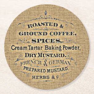 Dessous-de-verre Rond En Papier Épicerie vintage style sac à grains Épicerie SIGNE