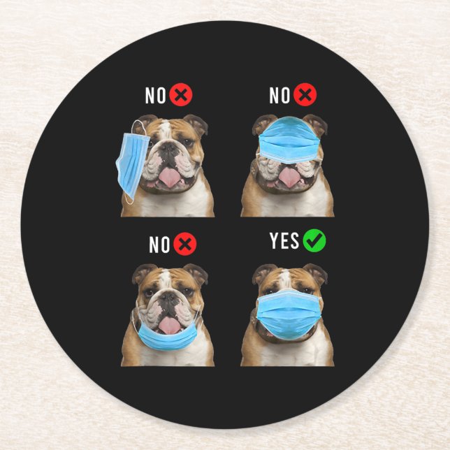 Dessous-de-verre Rond En Papier Équipe cycliste English Bulldog Right Wear Face Ma (Devant)