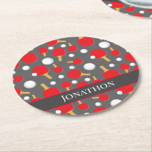 Dessous-de-verre Rond En Papier Équipe du joueur de tennis de table Ping Pong