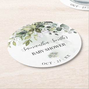 Dessous-de-verre Rond En Papier Eucalyptus Baby shower Succulent